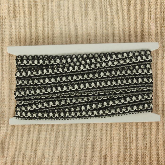 Тесьма декоративная "Узор", ширина 1,2см, длина 10±1м, цвет черный с белым