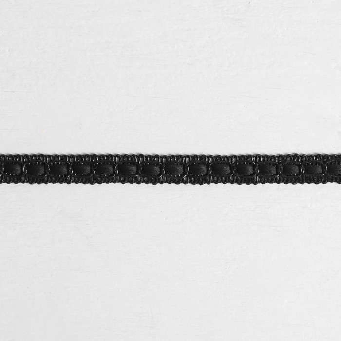 Тесьма декоративная с ленточкой, ширина 1см, длина 10±1м, цвет чёрный
