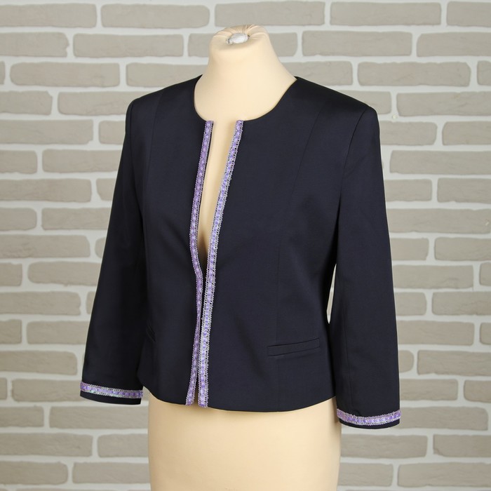 Тесьма декоративная с ленточкой, ширина 1см, длина 10±1м, цвет фиолетовый