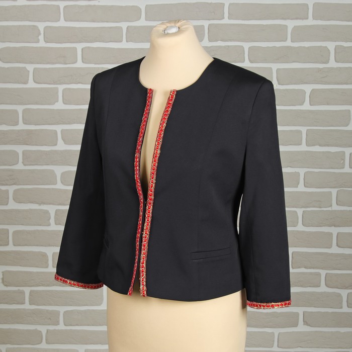 Тесьма декоративная с ленточкой, ширина 1см, длина 10±1м, цвет красный