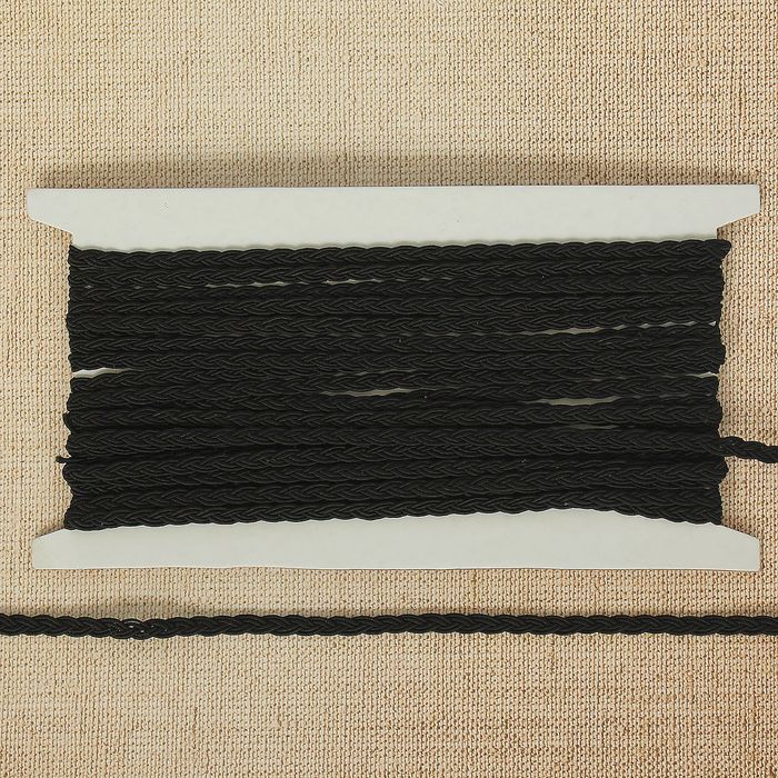 Тесьма декоративная "Коса", ширина 0,5см, длина 10±1м, цвет чёрный