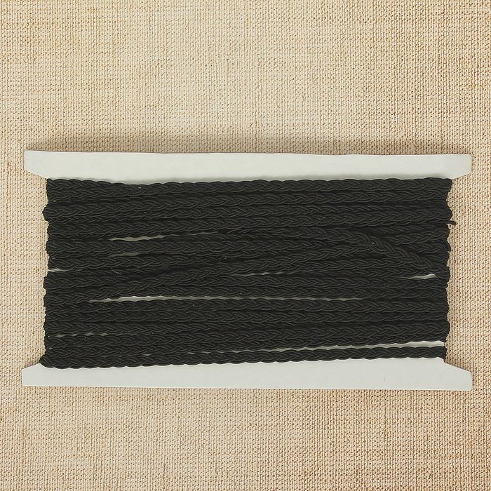 Тесьма декоративная "Коса", ширина 0,5см, длина 10±1м, цвет чёрный