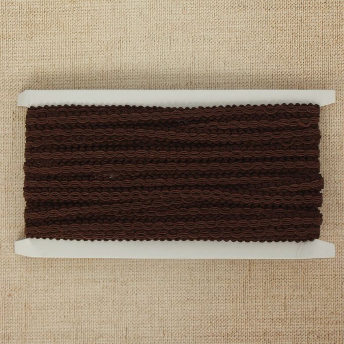 Тесьма декоративная плетенка, ширина 0,8см, длина 10±1м, цвет тёмно-коричневый