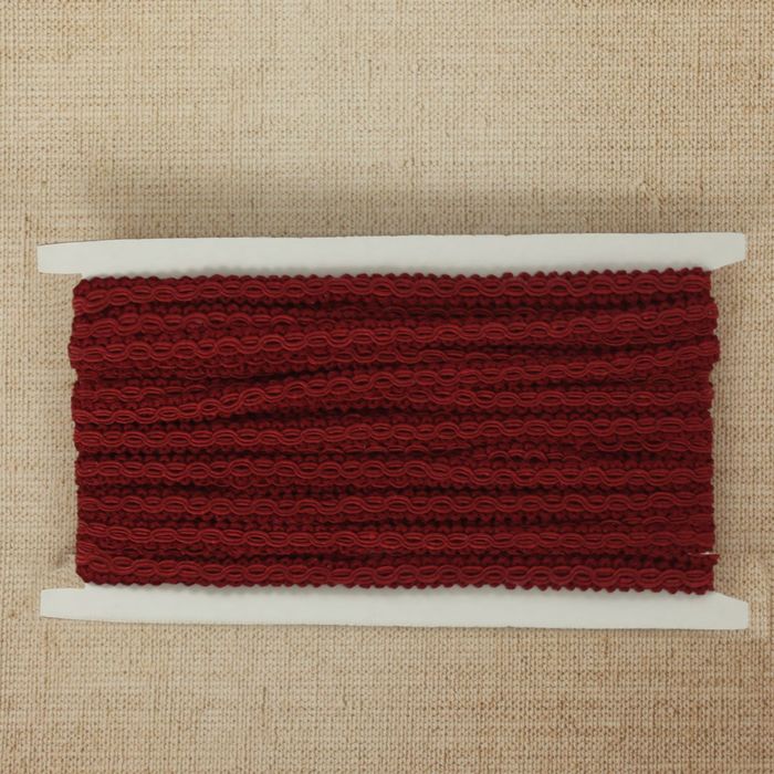 Тесьма декоративная плетенка, ширина 0,8см, длина 10±1м, цвет бордовый