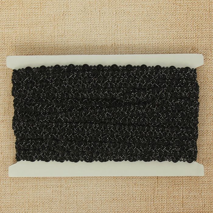 Тесьма декоративная "Переплетение", ширина 0,8см, длина 10±1м, цвет чёрный