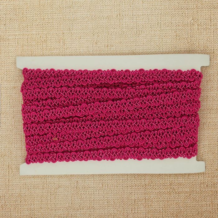 Тесьма декоративная "Переплетение", ширина 0,8см, длина 10±1м, цвет малиновый