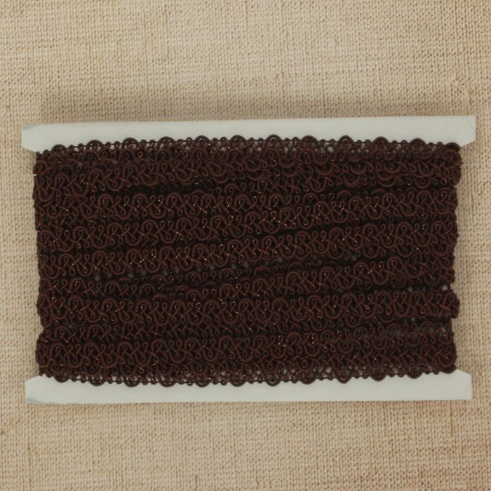 Тесьма декоративная переплетение, ширина 0,8см, длина 10±1м, цвет коричневый