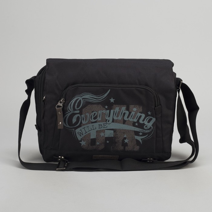 Сумка молодёжная на молнии, 1 отдел, 2 наружных кармана, цвет чёрный