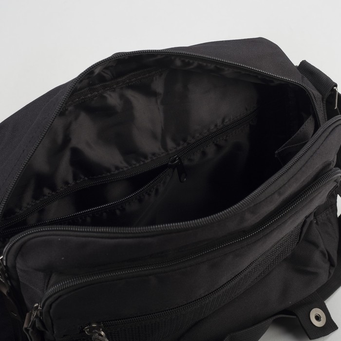 Сумка молодёжная на молнии, 1 отдел, 2 наружных кармана, цвет чёрный