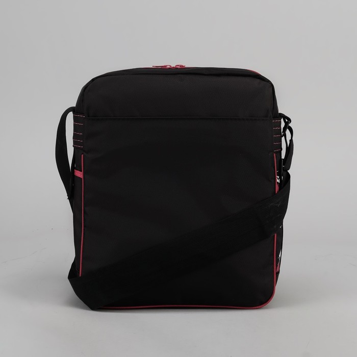 Сумка молодёжная на молнии, 1 отдел, 3 наружных кармана, чёрный/бордовый