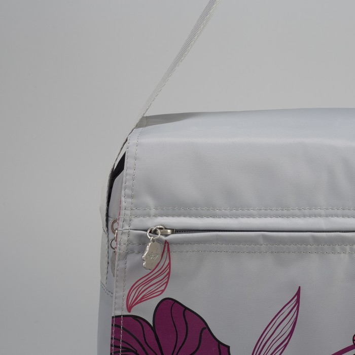 Сумка молодёжная на молнии "Цветы", 2 отдела, 2 наружных кармана, цвет серый