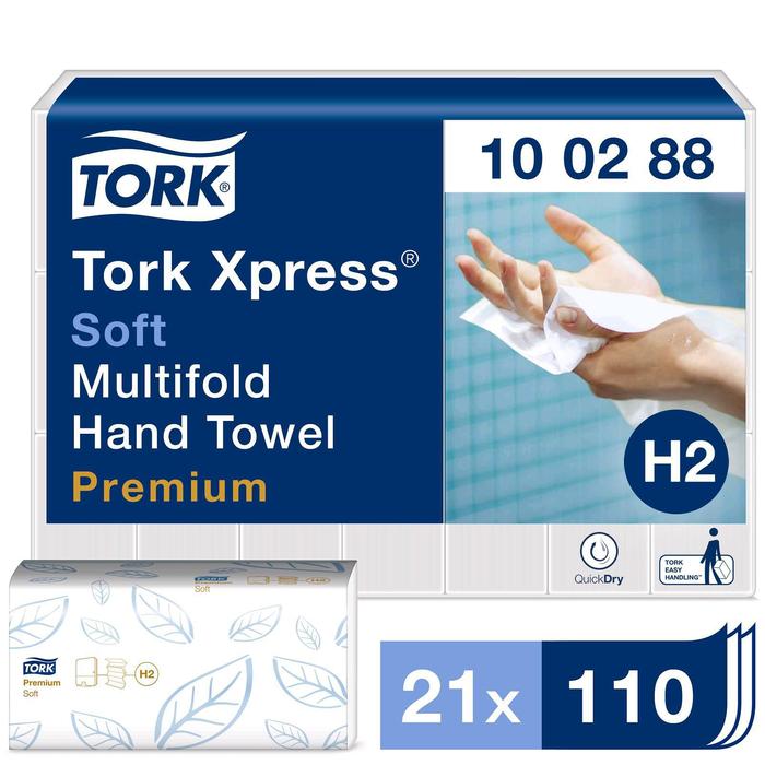 Полотенца листовые Tork Xpress, сложения Multifold (H2) мягкие, 110 листов диспенсер tork xpress для листовых полотенец сложения multifold h2 металл