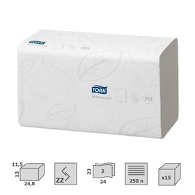 

Полотенца листовые Tork Singlefold сложения ZZ (H3), упаковка 250 листов