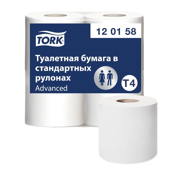 Туалетная бумага Tork T4 Advanced в стандартных рулонах, 2 слоя, 4 рулона туалетная бумага tork advanced 4 шт