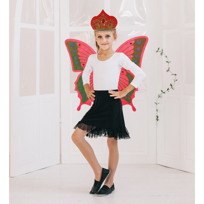 Карнавальный набор "Бабочка", 2 предмета: крылья, корона, 3-5 лет, цвета МИКС