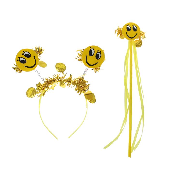 Карнавальный набор "Смайл", 2 предмета: ободок, жезл
