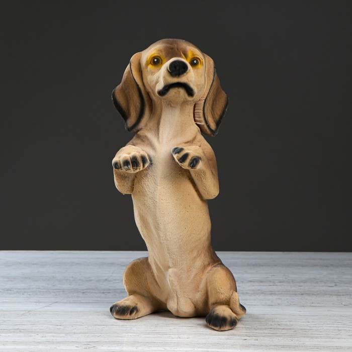 Копилка "Такса с цепочкой" флок, песочный, микс