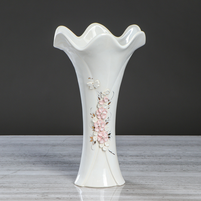 Ваза напольная "Грация" лепка, белая