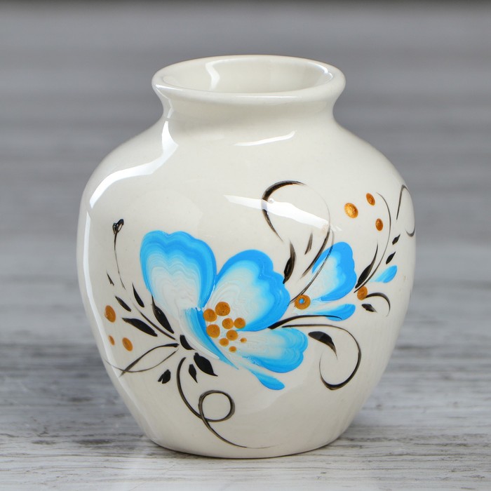 Ваза "Сосудик" белая, художественная роспись, микс