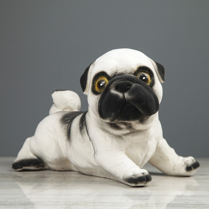 Копилка "Мопс" флок, белая