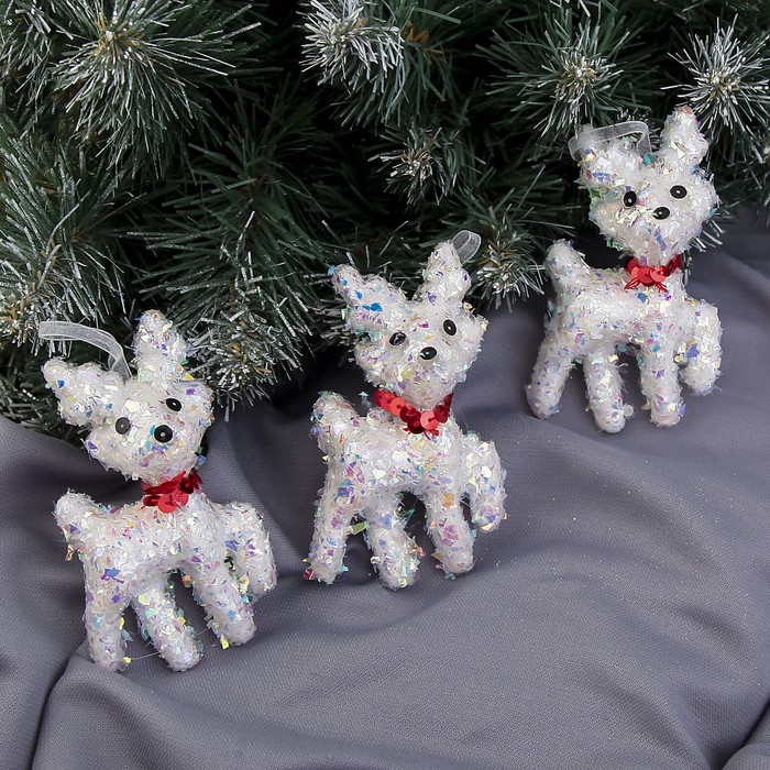 Ёлочные игрушки "Снежный пух" олени (набор 3 шт.)