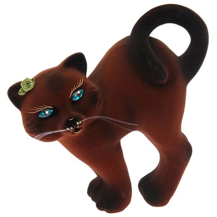 Копилка "Кот Бублик" флок, коричневая