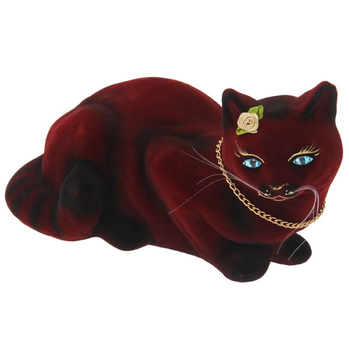 Копилка "Кошка Ляля" флок, бордовая