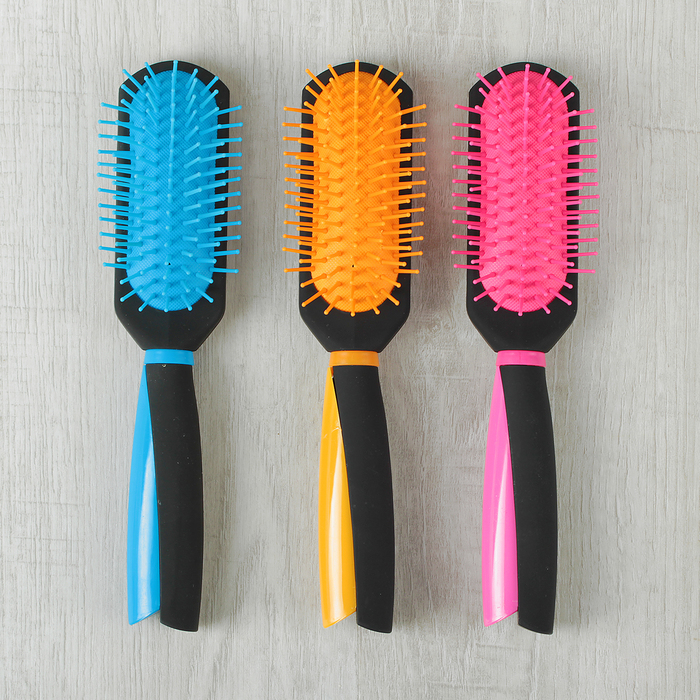 Расчёска массажная, прямоугольная, цвета МИКС