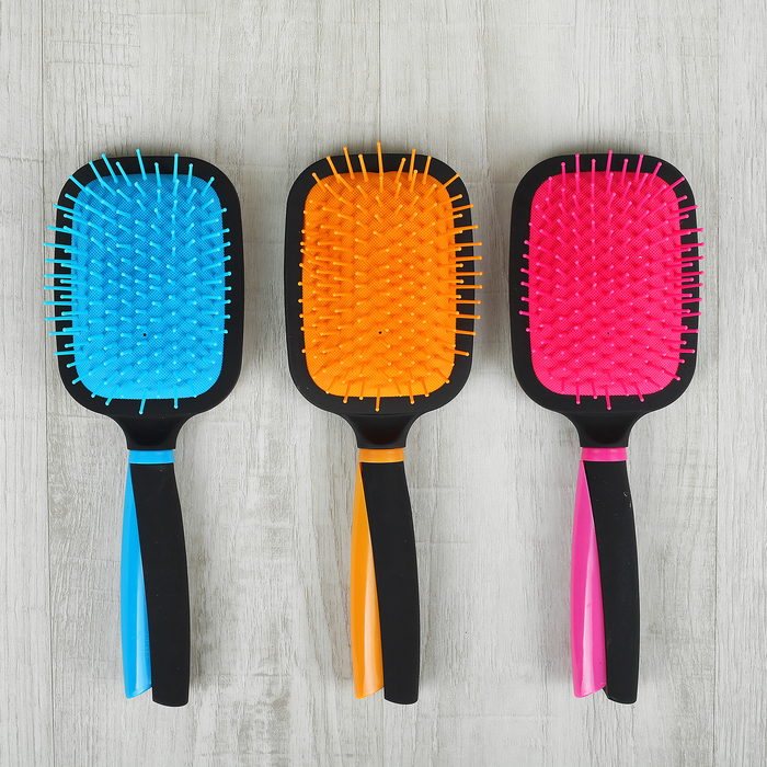 Расчёска массажная, широкая, с зеркалом, цвета МИКС