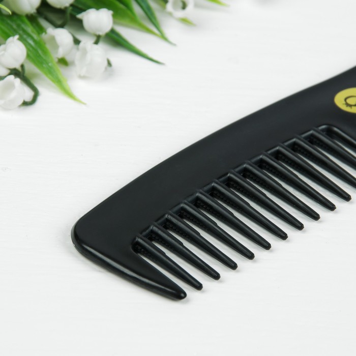 Расчёска двухсторонняя, широкая с металлическими зубцами, 4,4см, цвет чёрный