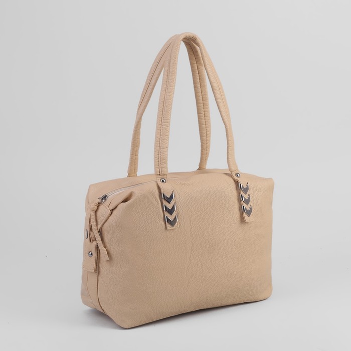 Сумка женская на молнии, 1 отдел, 1 наружный карман, цвет бежевый