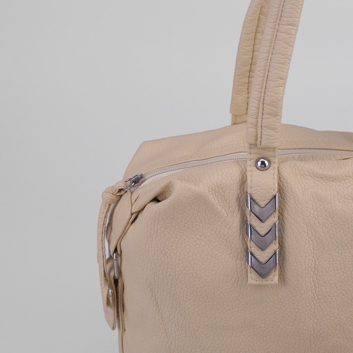 Сумка женская на молнии, 1 отдел, 1 наружный карман, цвет бежевый