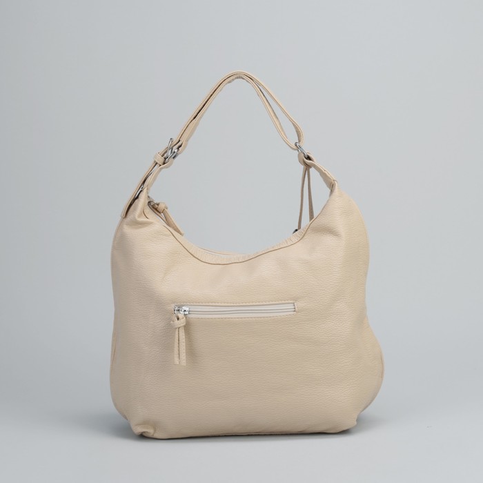 Сумка женская на молнии, 1 отдел, 1 наружный карман, бежевая