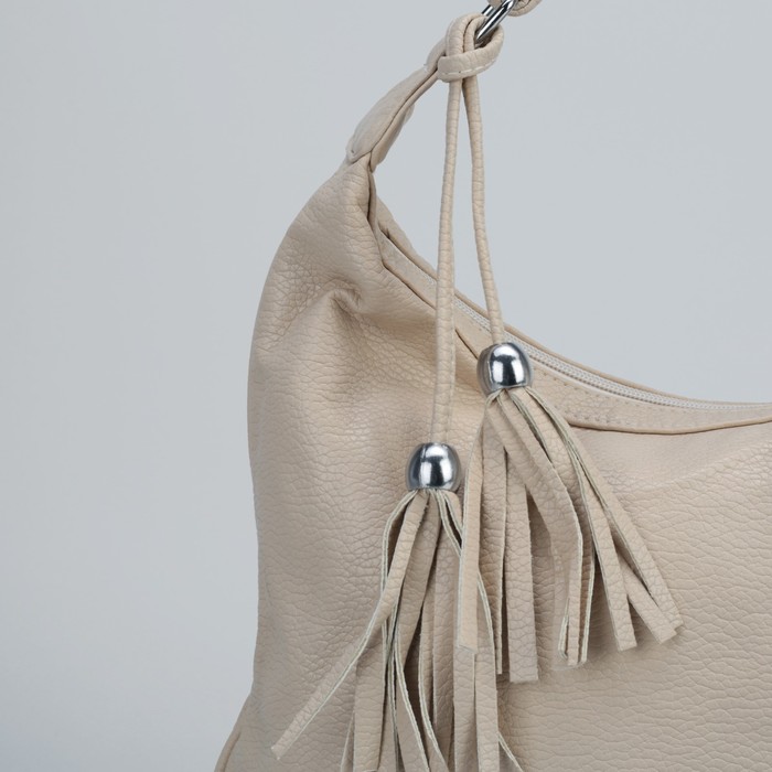 Сумка женская на молнии, 1 отдел, 1 наружный карман, бежевая