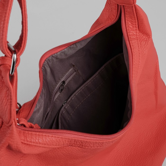 Сумка женская на молнии, 1 отдел, 1 наружный карман, цвет коралловый