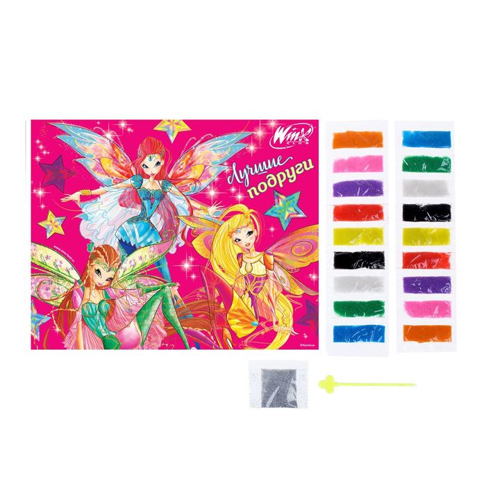 Фреска песком "Лучшие подруги", феи ВИНКС + блёстки