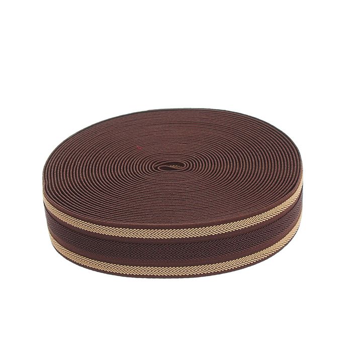 Резинка, ширина - 35мм, 10±1м, цвет, цвет коричневый с бежевыми полосками