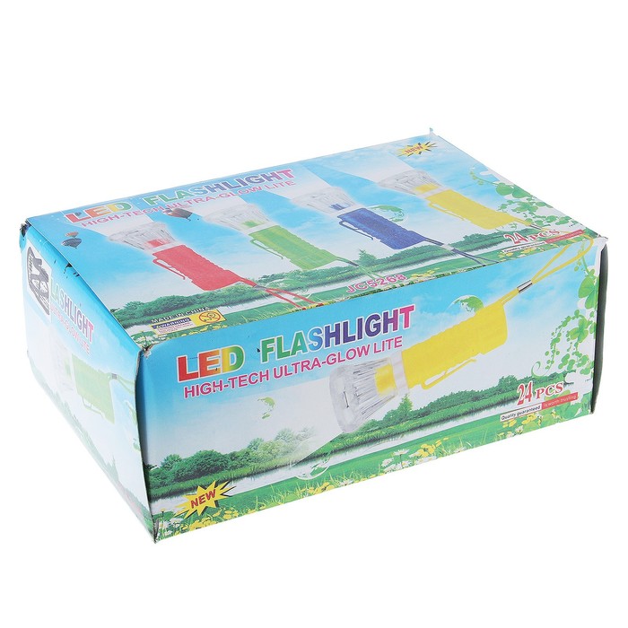 Фонарик ручной с креплением, включается поворотом, 0,5 Вт, микс