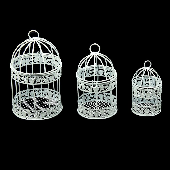 Подсвечник сувенирный "Клетки", набор 3 шт., 11х6х6 см, 14х8х8 см, 16.5х10х10 см