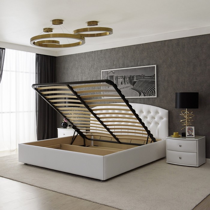 Кровать «Пальмира» с ПМ, 140 х 200 см, ортопедическое основание, экокожа, цвет белый