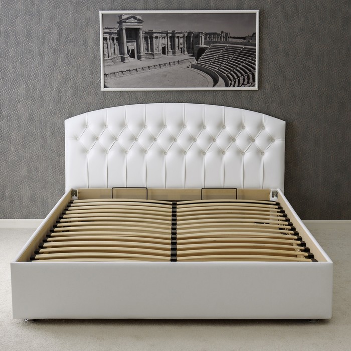 Кровать «Пальмира» с ПМ, 140 х 200 см, ортопедическое основание, экокожа, цвет белый