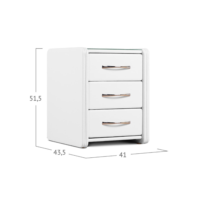 Тумба «Алеро», 3 ящика, 41 х 43,5 х 51,5 см, экокожа, цвет белый