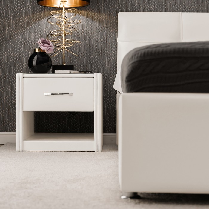 Тумба «Алеро», широкая, 1 ящик, 50 х 47 х 48 см, экокожа, цвет белый