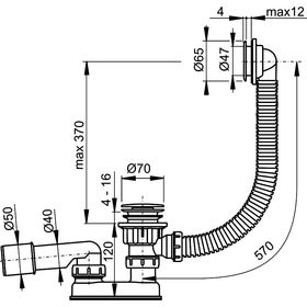 

Сифон для ванны Alcaplast A505CRM, комплект, хром