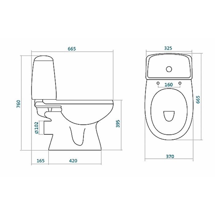 Унитаз-компакт "Цезарь" прямой выпуск, 2-реж. арматура, сиденье дюропласт