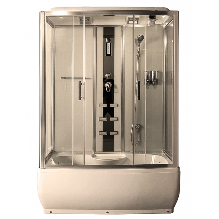 Душевая кабинка Comforty 186, стекло прозрачное, задняя панель слоновая кость, 150 х 85 х 215 см