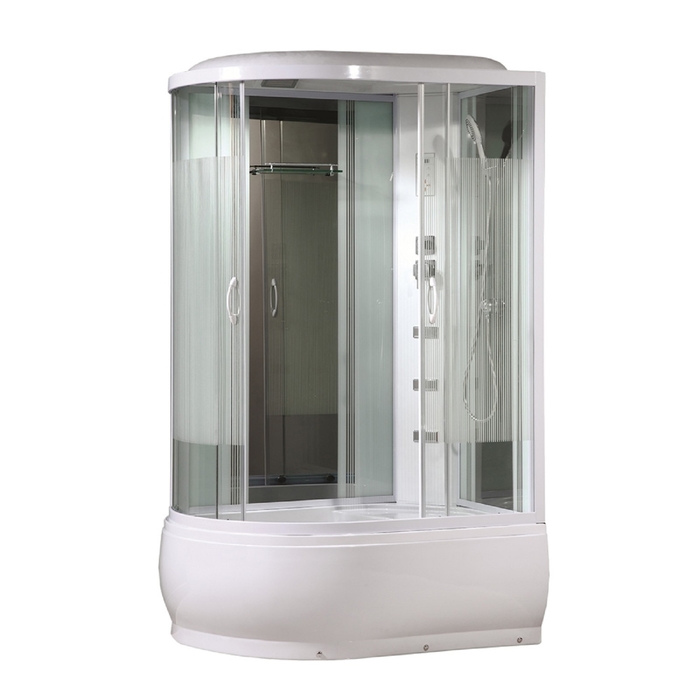 Душевая кабинка Comforty 214R, стекло страйп, задняя зеркальная панель, 120 х 85 х 215 см