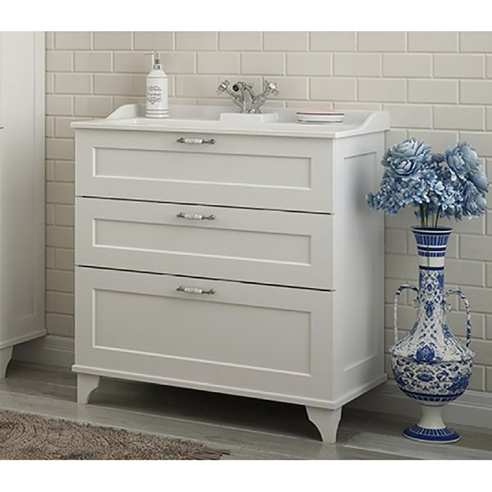 Комплект: тумба Акватон "Леон 80 H", цвет дуб беленый, раковина "Фабиа 800"