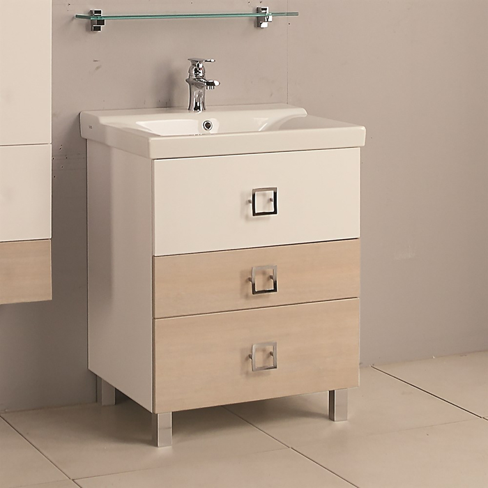 Комплект: тумба Акватон "Стамбул 65", цвет сосна лоредо, раковина Cubito 65х48 см