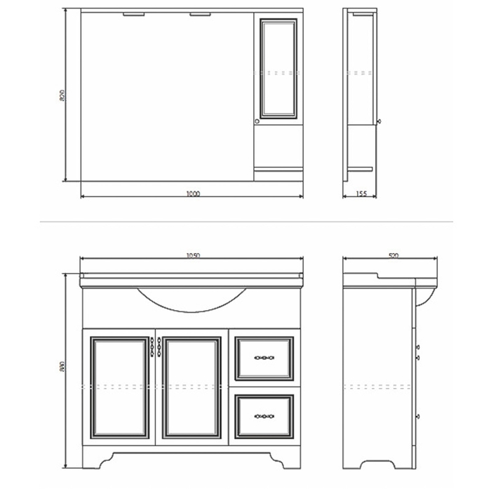 Зеркало-шкаф "Севилья-100" слоновая кость